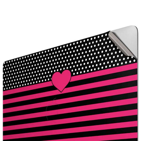 Polka Dots and Stripes Heart in Pink Apple MacBook Pro 16-inch Skin