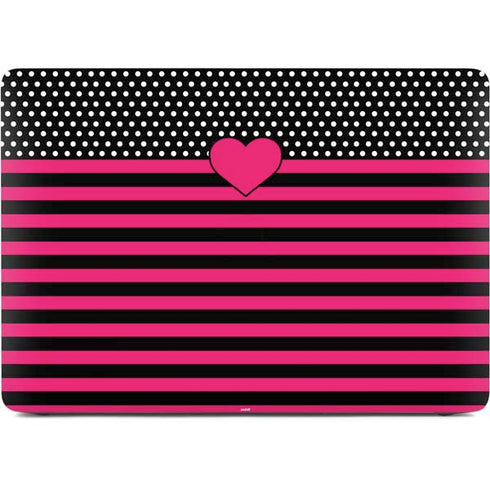 Polka Dots and Stripes Heart in Pink Apple MacBook Pro 16-inch Skin
