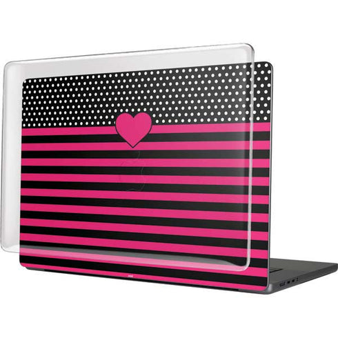 Polka Dots and Stripes Heart in Pink MacBook Cases
