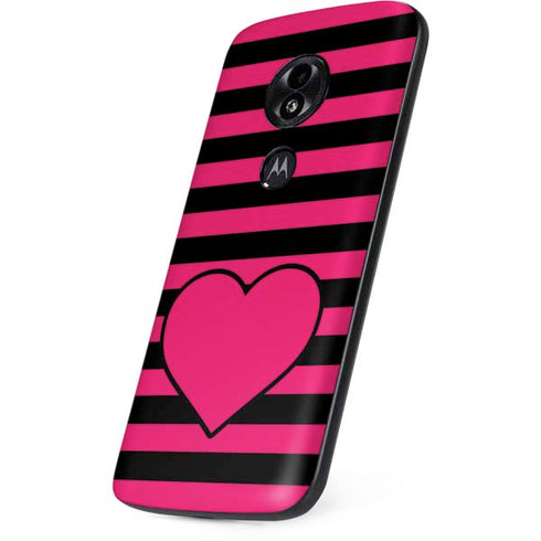 Polka Dots and Stripes Heart in Pink Moto E5 Play Skin