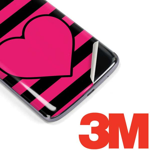 Polka Dots and Stripes Heart in Pink Moto E5 Plus Skin