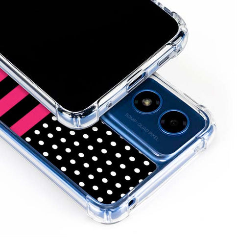 Polka Dots and Stripes Heart in Pink Moto G Play 4G (2024) Clear Case
