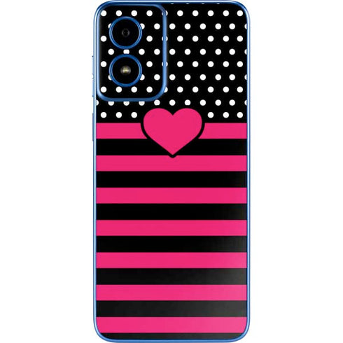 Polka Dots and Stripes Heart in Pink Moto G Play 4G (2024) Skin