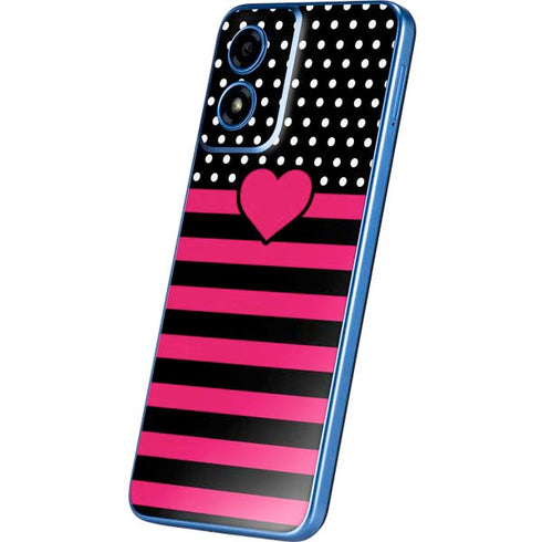 Polka Dots and Stripes Heart in Pink Moto G Play 4G (2024) Skin