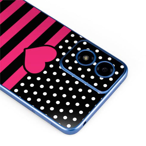 Polka Dots and Stripes Heart in Pink Moto G Play 4G (2024) Skin