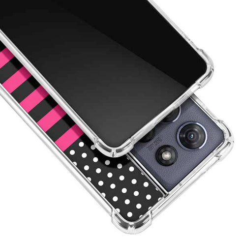 Polka Dots and Stripes Heart in Pink Moto G Play 5G (2025) Clear Case
