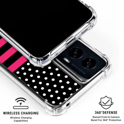 Polka Dots and Stripes Heart in Pink Moto G Power 5G (2024) Clear Case