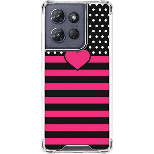 Polka Dots and Stripes Heart in Pink Moto G Stylus 5G (2025) Clear Case