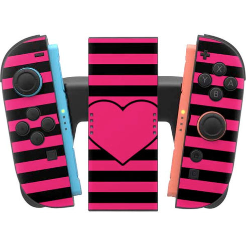 Polka Dots and Stripes Heart in Pink Nintendo Switch 2 (2025) Joy-Con Controller Skin