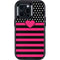 Polka Dots and Stripes Heart in Pink Otterbox Defender iPhone Skin