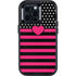 Polka Dots and Stripes Heart in Pink Otterbox Defender iPhone Skin