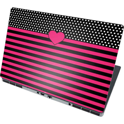 Polka Dots and Stripes Heart in Pink Dell Precision Skin