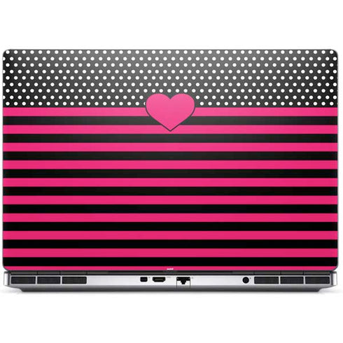 Polka Dots and Stripes Heart in Pink Dell Precision Skin