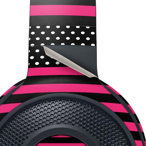 Polka Dots and Stripes Heart in Pink Razer Kraken X Skin