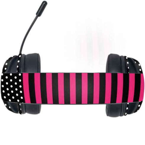 Polka Dots and Stripes Heart in Pink Razer Kraken X Skin