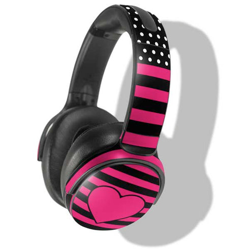 Polka Dots and Stripes Heart in Pink Skullcandy Venue Skin