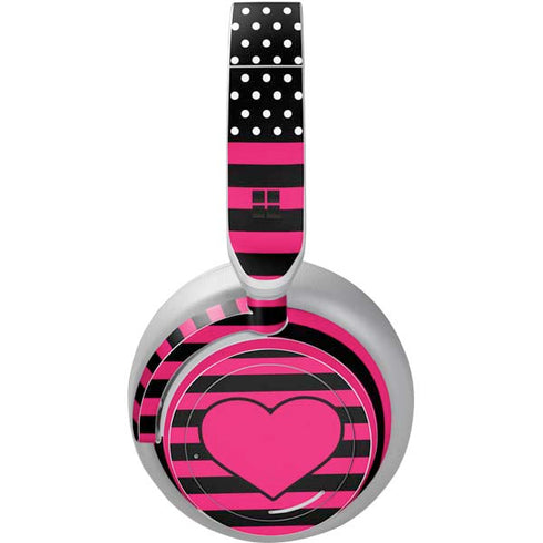 Polka Dots and Stripes Heart in Pink Surface Headphones Skin