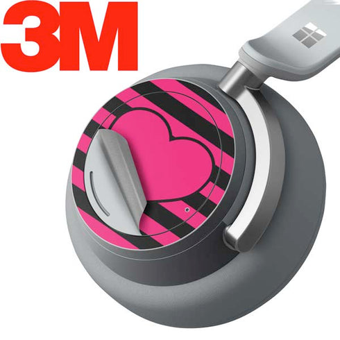 Polka Dots and Stripes Heart in Pink Surface Headphones Skin