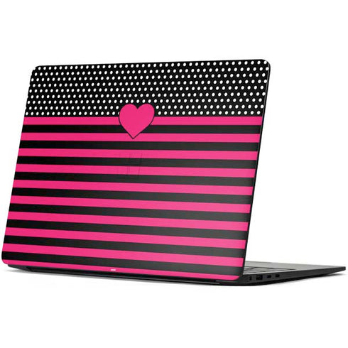Polka Dots and Stripes Heart in Pink Surface Laptop 7 13.8in Skin