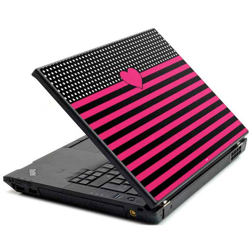 Polka Dots and Stripes Heart in Pink T440s Skin