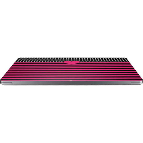 Polka Dots and Stripes Heart in Pink Laptop Skins