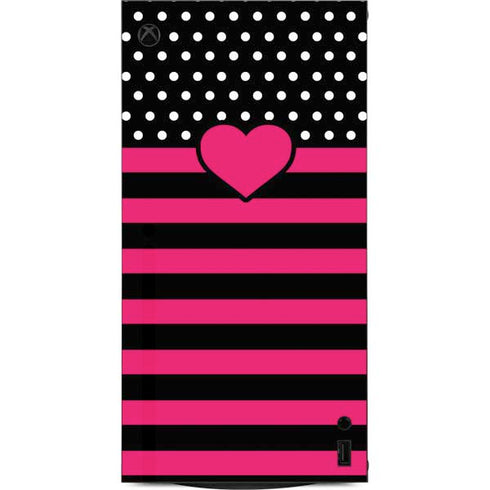 Polka Dots and Stripes Heart in Pink XBox Series X Digital Edition Console Skin