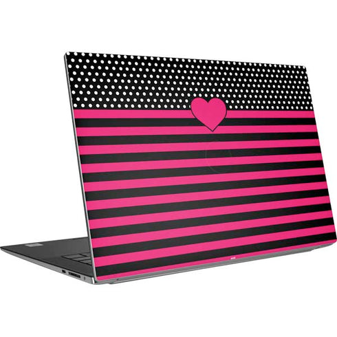 Polka Dots and Stripes Heart in Pink Dell XPS Skin