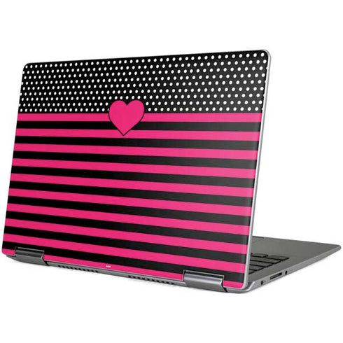 Polka Dots and Stripes Heart in Pink Yoga 710 14in Skin