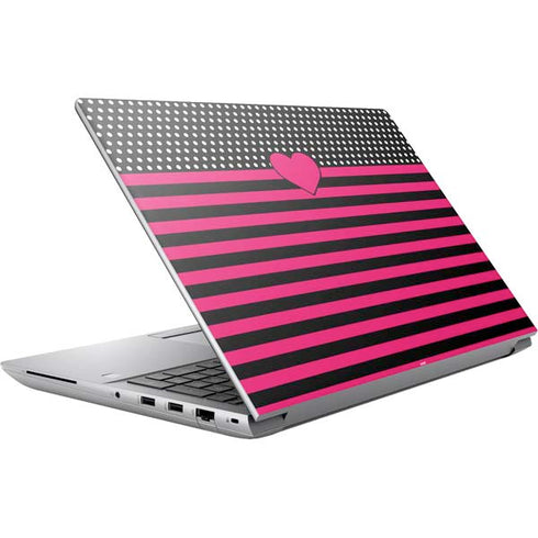 Polka Dots and Stripes Heart in Pink HP ZBook Fury 16 G10 Skin