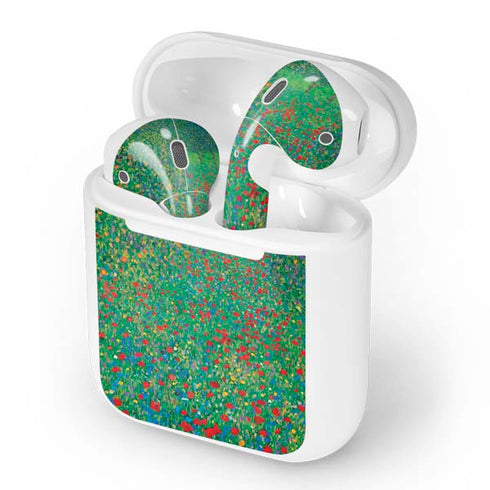 Poppy Field by Gustav Klimt Apple AirPods Skin