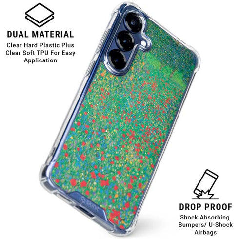 Poppy Field by Gustav Klimt Galaxy S25 Clear Case