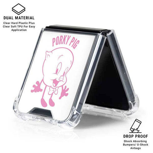 Looney Tunes Porky Pig Big Head Galaxy Z Flip7 Clear Case