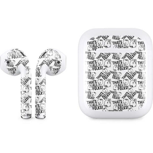 Looney Tunes Porky Pig Black and White Apple AirPods Skin