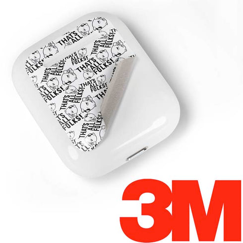 Looney Tunes Porky Pig Black and White Apple AirPods Skin