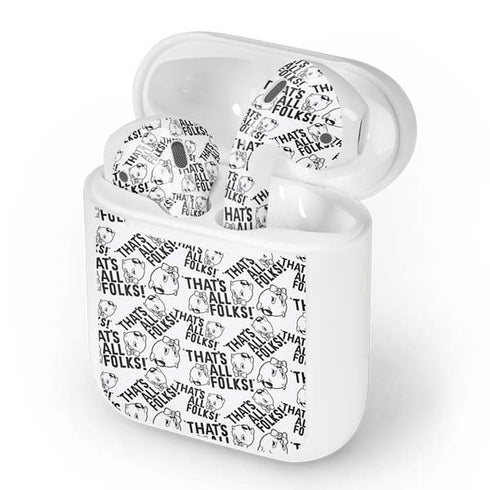 Looney Tunes Porky Pig Black and White Apple AirPods Skin