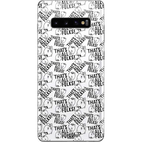 Looney Tunes Porky Pig Black and White Galaxy S10 Plus Skin
