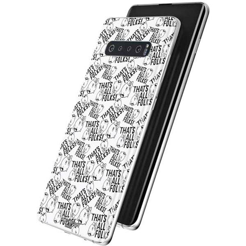 Looney Tunes Porky Pig Black and White Galaxy S10 Plus Skin