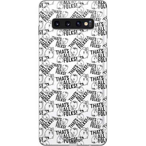 Looney Tunes Porky Pig Black and White Galaxy S10 Skin