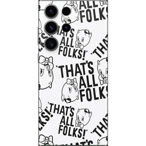 Looney Tunes Porky Pig Black and White Galaxy Skins