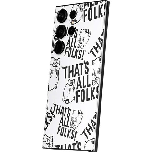 Looney Tunes Porky Pig Black and White Galaxy Skins