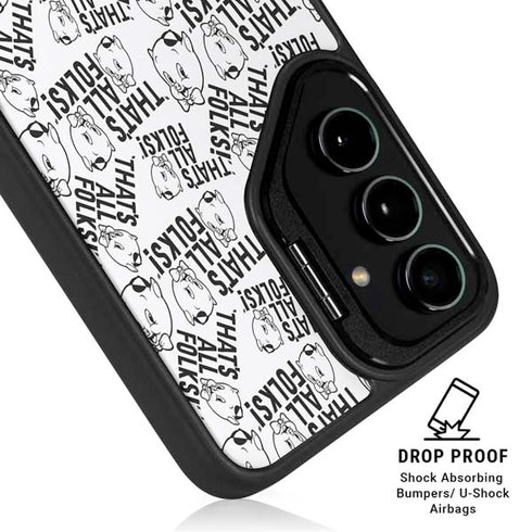 Looney Tunes Porky Pig Black and White Galaxy S25 Plus Kickstand Case