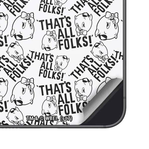 Looney Tunes Porky Pig Black and White Galaxy S24 Plus Skin