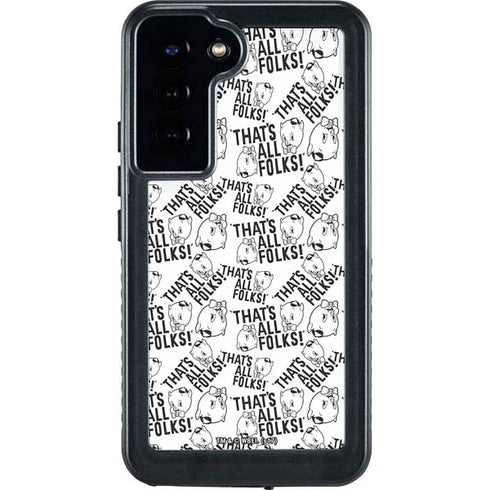 Looney Tunes Porky Pig Black and White Galaxy S24 Plus Waterproof Case