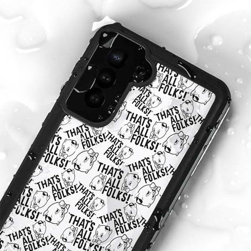 Looney Tunes Porky Pig Black and White Galaxy S24 Plus Waterproof Case