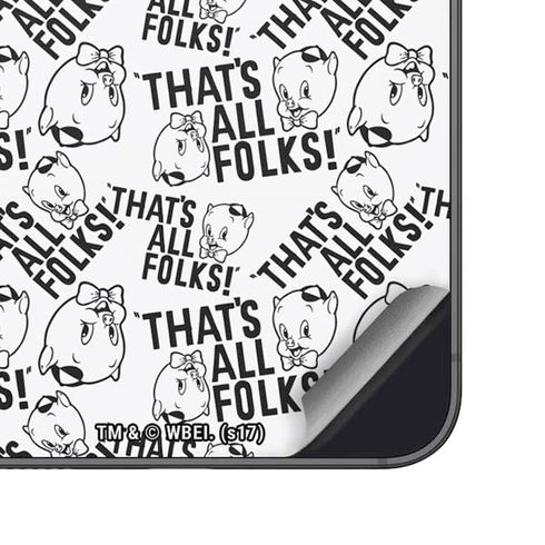Looney Tunes Porky Pig Black and White Galaxy S24 Skin
