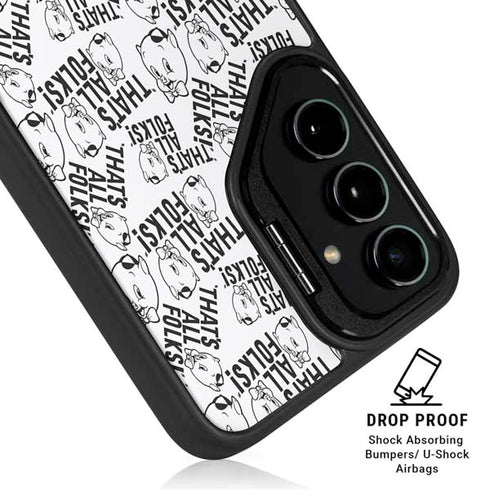 Looney Tunes Porky Pig Black and White Galaxy S25 Ultra Kickstand Case