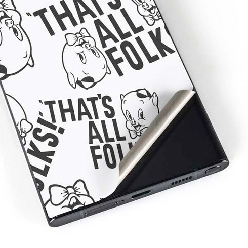 Looney Tunes Porky Pig Black and White Galaxy S24 Ultra Skin