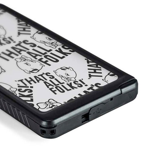 Looney Tunes Porky Pig Black and White Galaxy S24 Ultra Waterproof Case
