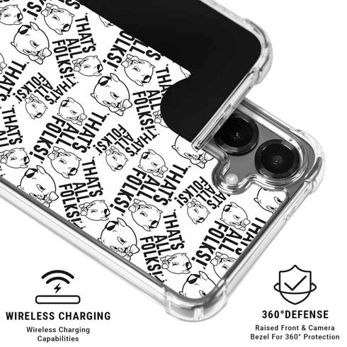 Looney Tunes Porky Pig Black and White Galaxy S26 Plus Clear Case