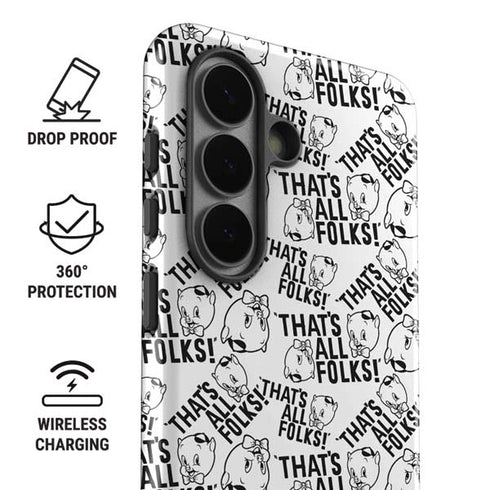 Looney Tunes Porky Pig Black and White Galaxy S26 Plus Impact Case